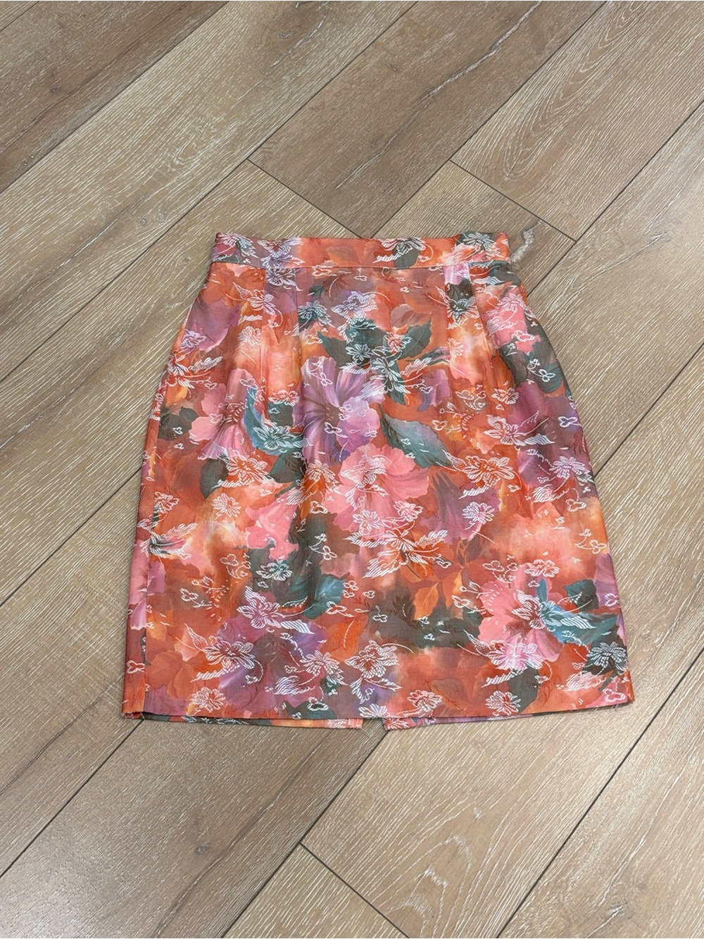 Vintage 90s Express Floral Jacquard Rayon Pencil Skirt - Made in USA - L - Picture 2 of 8